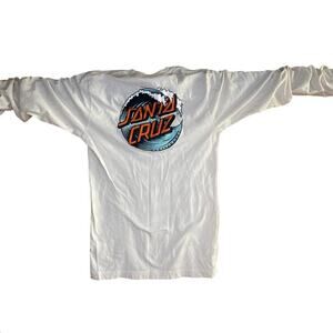 Classic Santa Cruz Long Sleeve Tee | Off-White | Men's S | Wave Logo Back